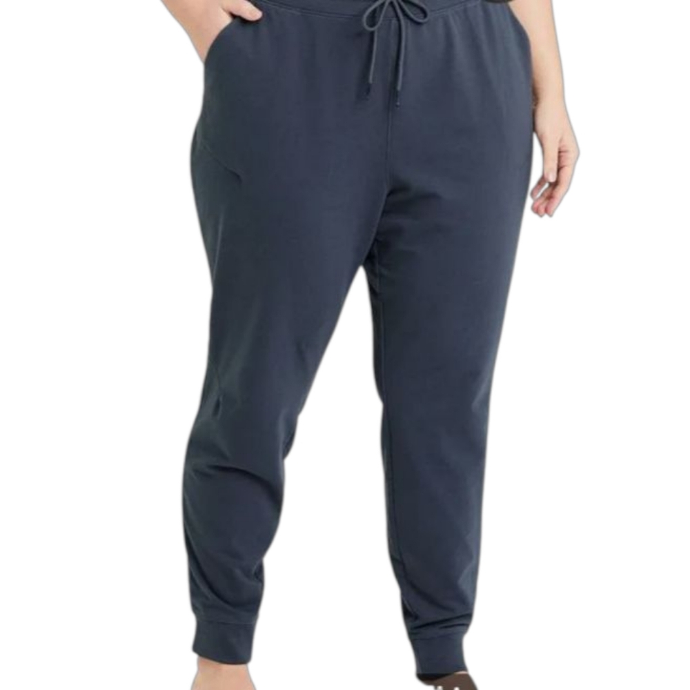 All In Motion Womens 4X Slate Blue Tapered Joggers with Elastic Waistband